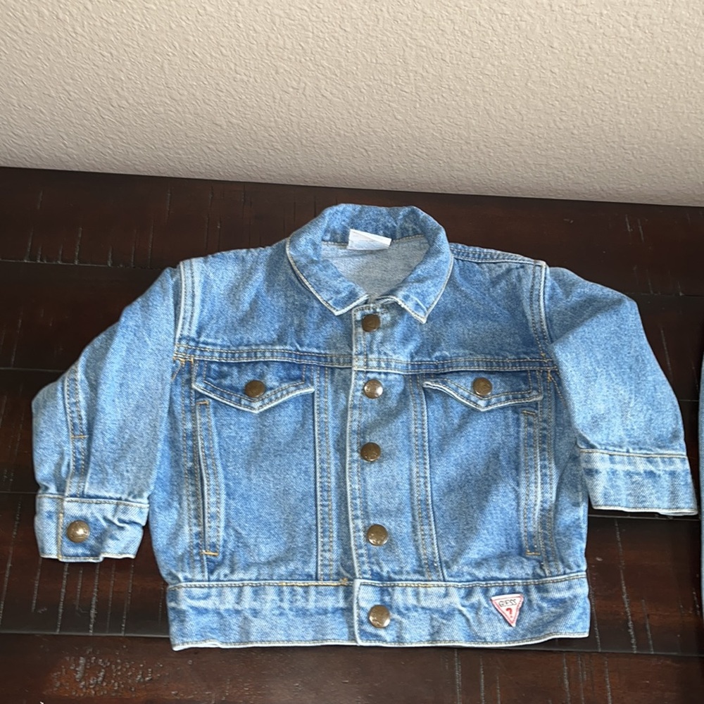 Vintage 80s 90s Guess baby boy denim jacket and pants set Size 6-12 months